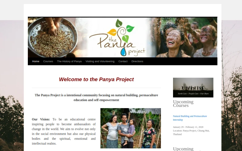 Website screenshot of Panya Project